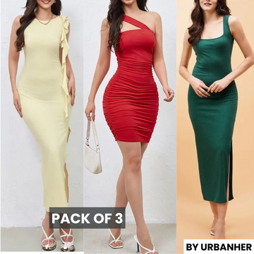3-Pack Bodycon Dress Combo – Versatile Styles for Every Occasion | DC-10