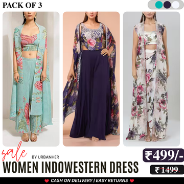 Elegant Indo-Western 3-Piece Combo | Jacket, Shrug, or Dupatta | IW-01