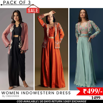 Elegant Indo-Western 3-Piece Combo | Jacket, Shrug, or Dupatta | IW-06