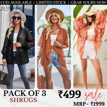 Women 3 Stylish Shrugs in One Combo | Lightweight, Layer-Ready, Everyday Wear | SC-01