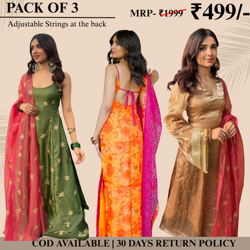 Embrace Elegance with Our 3-Piece Adjustable Kurti, Pant & Dupatta Set | PACK OF 3 | AK-03