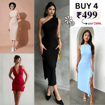 Pack of 4 Trendy Bodycon Styles | Women’s Fashion Dress Set | BS-04