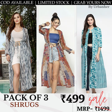 Women 3 Stylish Shrugs in One Combo | Lightweight, Layer-Ready, Everyday Wear | SC-04