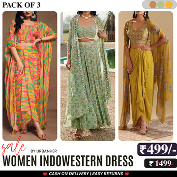 Elegant Indo-Western 3-Piece Combo | Jacket, Shrug, or Dupatta | IW-05