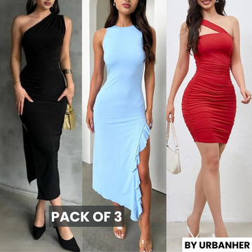 3-Pack Bodycon Dress Combo – Versatile Styles for Every Occasion | DC-06