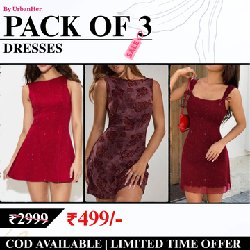 Pack of 3 Dresses | Soft,Comfy,Party Wear| TD-06