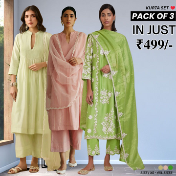 PACK OF 3 | Stylish Women’s Fancy Ethnic Kurta Set for Special Occasions | WK-09