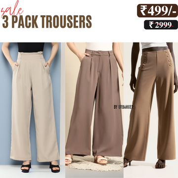 Women’s 3-Pack Trouser Combo | Cozy Comfort for Everyday Wear | TC-07