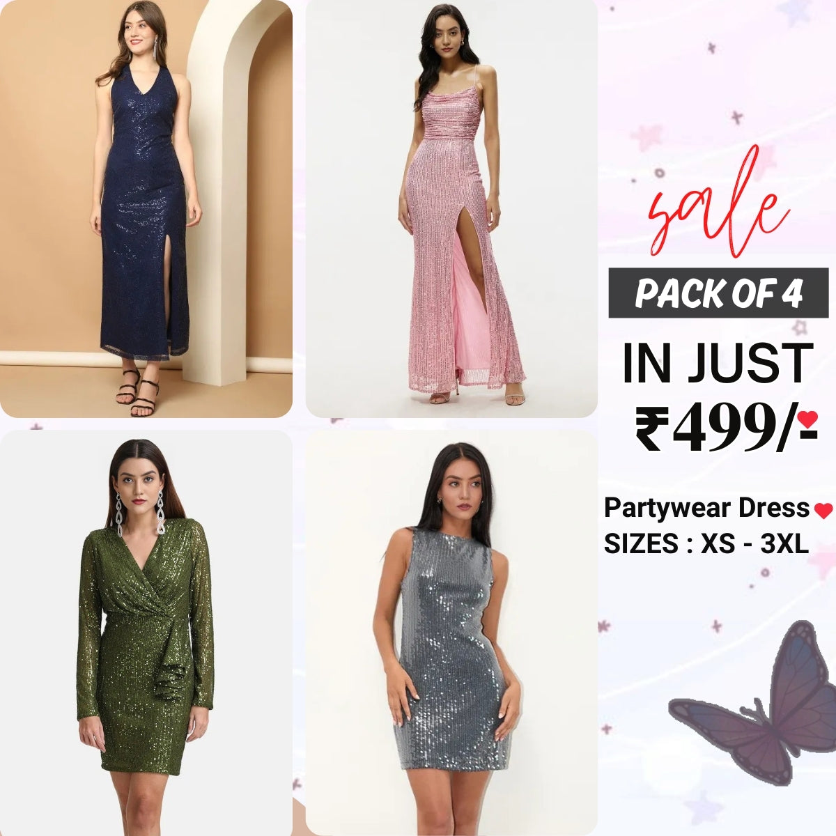 4-Piece Women’s Party Dress Combo Glam Up Every Occasion | PD-09