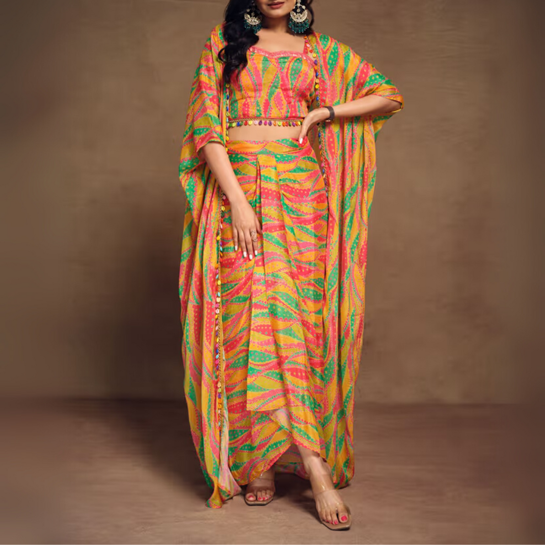 Elegant Indo-Western 3-Piece Combo | Jacket, Shrug, or Dupatta | IW-05