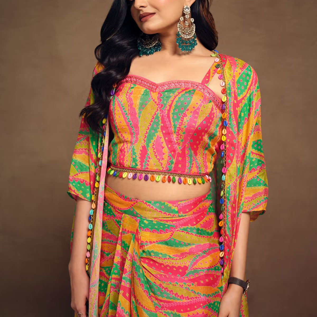 Elegant Indo-Western 3-Piece Combo | Jacket, Shrug, or Dupatta | IW-05