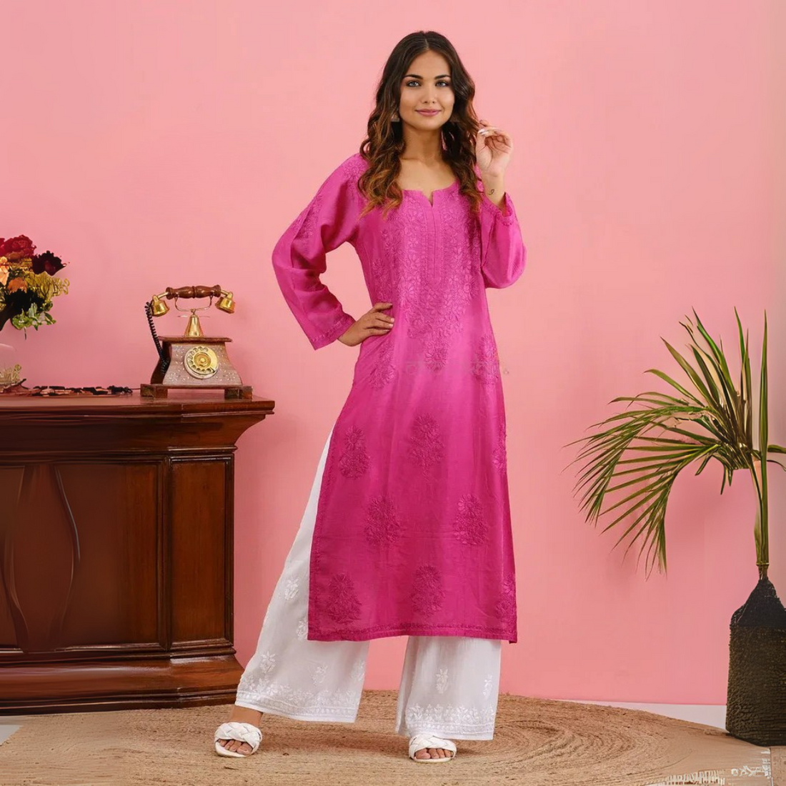 3 Combo Pack | Women Chikankari Work Kurti Set | Full Sleeves - CKS01