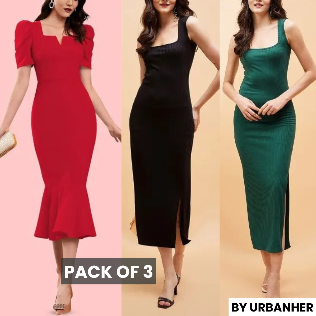 3-Pack Bodycon Dress Combo – Versatile Styles for Every Occasion | DC-01