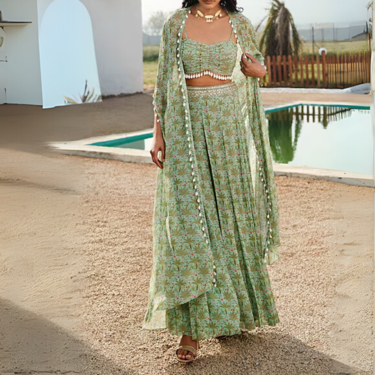 Elegant Indo-Western 3-Piece Combo | Jacket, Shrug, or Dupatta | IW-05