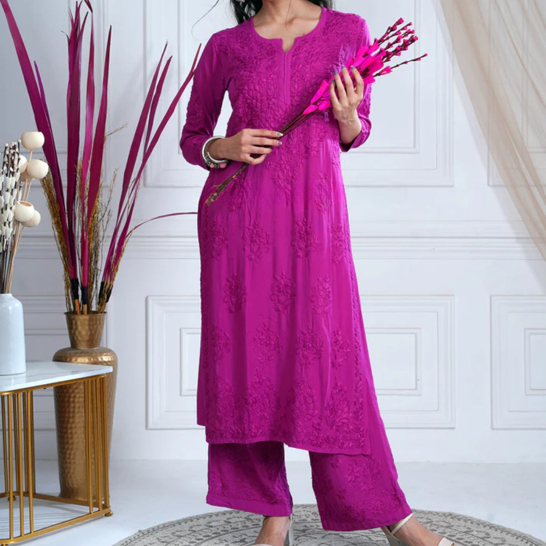 3 Combo Pack | Women Chikankari Work Kurti Set | Full Sleeves - CKS09