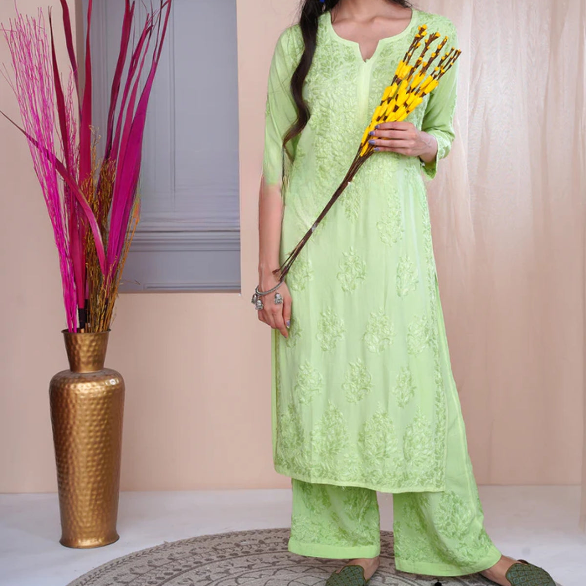 3 Combo Pack | Women Chikankari Work Kurti Set | Full Sleeves - CKS09