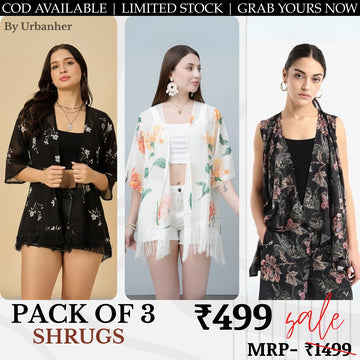 Women 3 Stylish Shrugs in One Combo | Lightweight, Layer-Ready, Everyday Wear | SC-02
