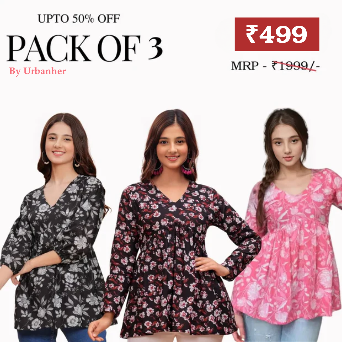 3 Floral Kurtis in one perfect combo |  soft, classic, and effortlessly stylish | SC-02