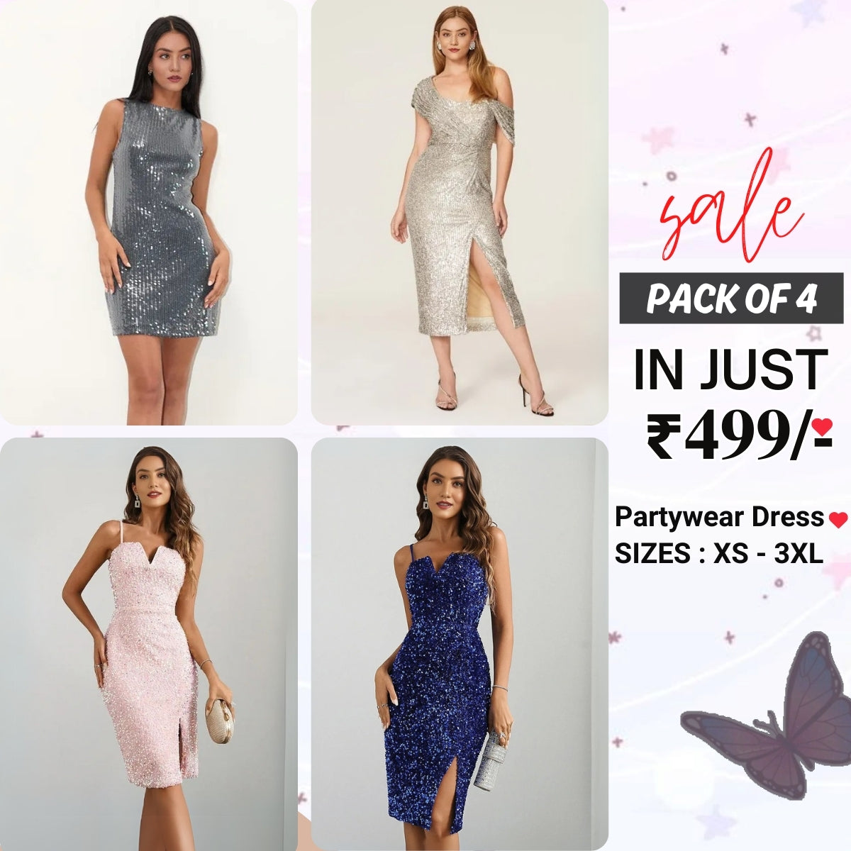 4-Piece Women’s Party Dress Combo Glam Up Every Occasion | PD-02