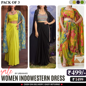 Elegant Indo-Western 3-Piece Combo | Jacket, Shrug, or Dupatta | IW-02