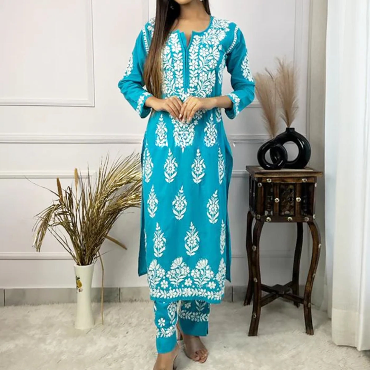 3 Combo Pack | Women Chikankari Work Kurti Set | Full Sleeves - CKS08