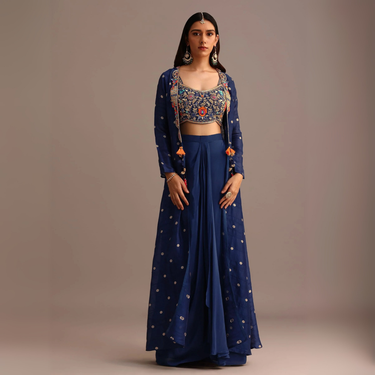 Elegant Indo-Western 3-Piece Combo | Jacket, Shrug, or Dupatta | IW-08
