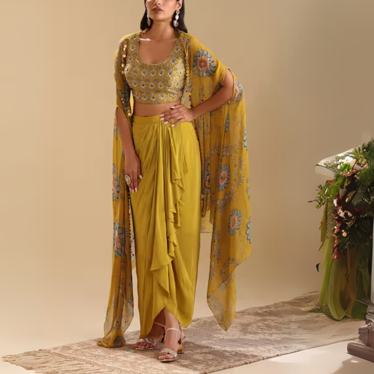 Elegant Indo-Western 3-Piece Combo | Jacket, Shrug, or Dupatta | IW-05