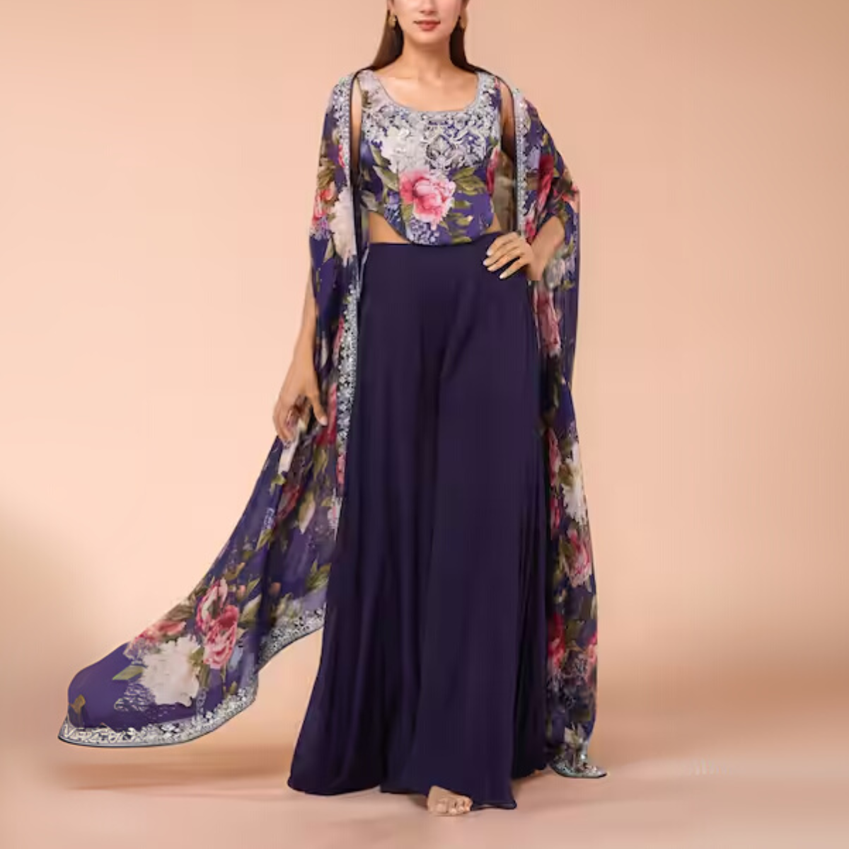 Elegant Indo-Western 3-Piece Combo | Jacket, Shrug, or Dupatta | IW-01