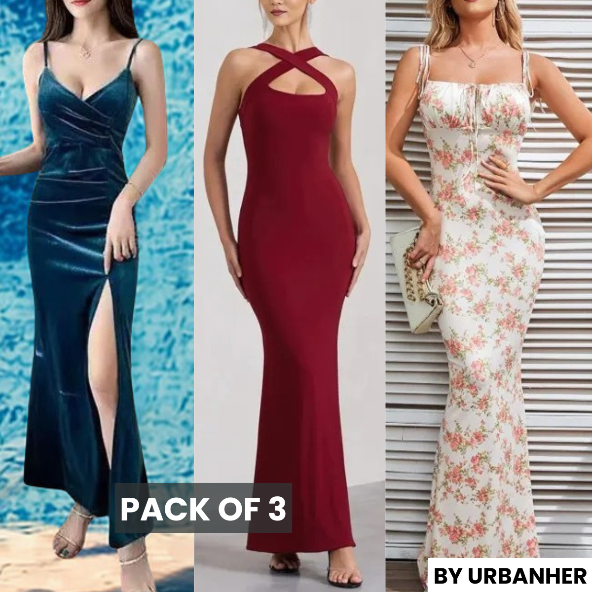 3-Pack Bodycon Dress Combo – Versatile Styles for Every Occasion | DC-03