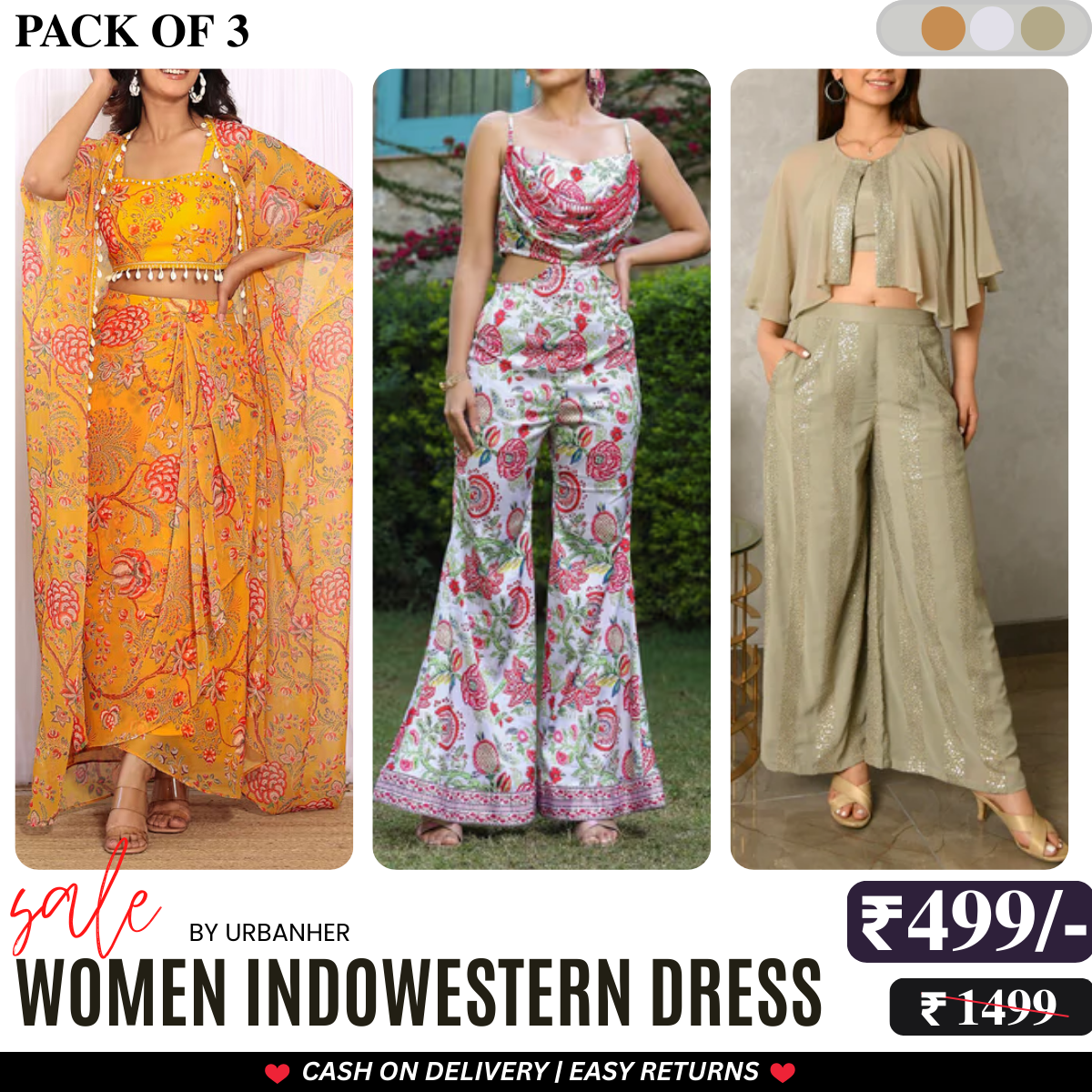 Elegant Indo-Western 3-Piece Combo | Jacket, Shrug, or Dupatta | IW-03