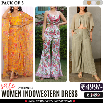 Elegant Indo-Western 3-Piece Combo | Jacket, Shrug, or Dupatta | IW-03