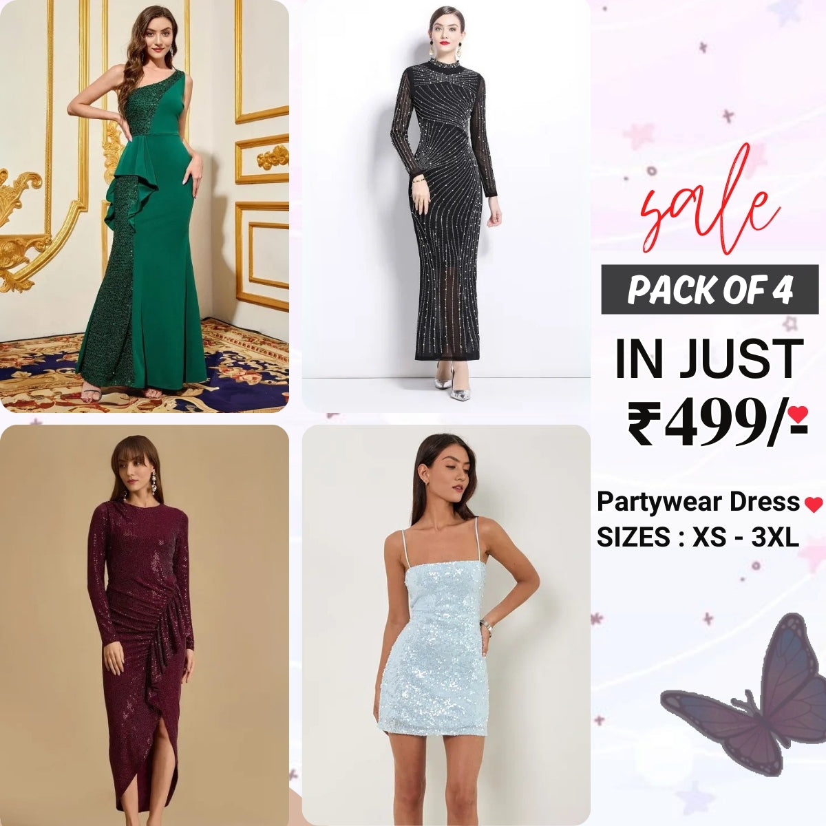 4-Piece Women’s Party Dress Combo Glam Up Every Occasion | PD-03