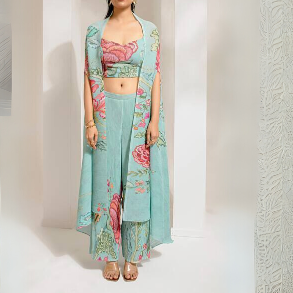 Elegant Indo-Western 3-Piece Combo | Jacket, Shrug, or Dupatta | IW-01