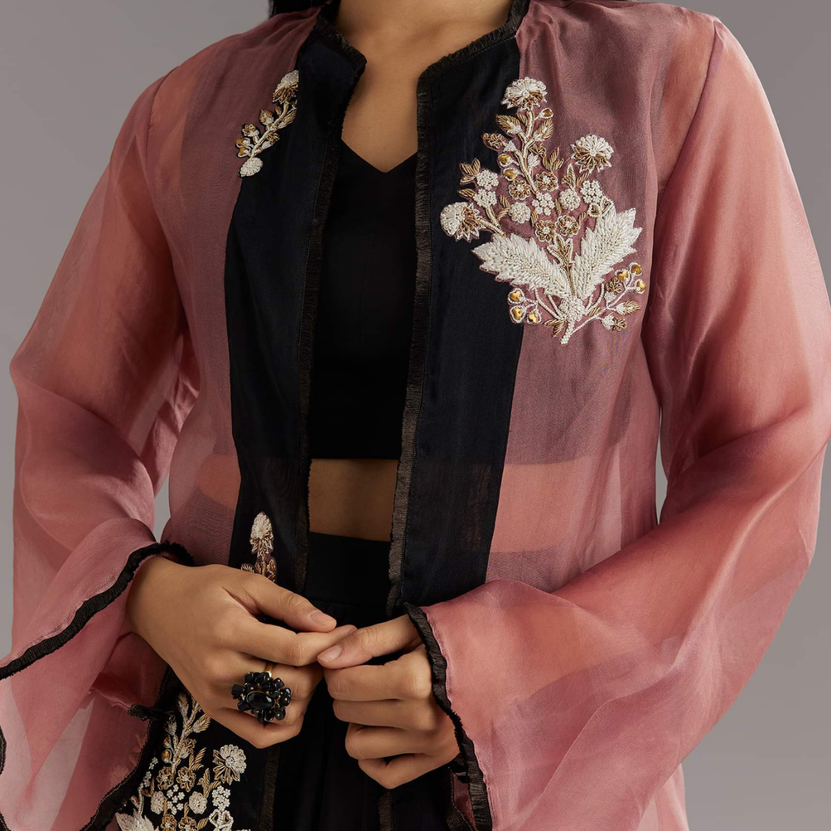 Elegant Indo-Western 3-Piece Combo | Jacket, Shrug, or Dupatta | IW-06