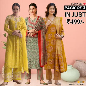 PACK OF 3 | Stylish Women’s Fancy Ethnic Kurta Set for Special Occasions | WK-04
