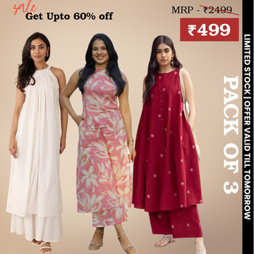 Pack of 3 Kurti Palazzo sets|soft, breathable & ideal for all-day wear | KP-04