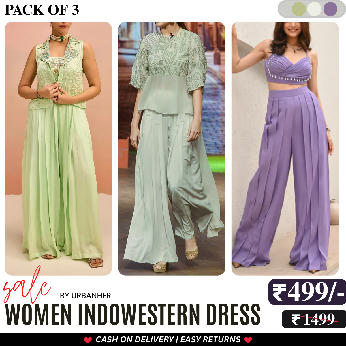 Elegant Indo-Western 3-Piece Combo | Jacket, Shrug, or Dupatta | IW-04