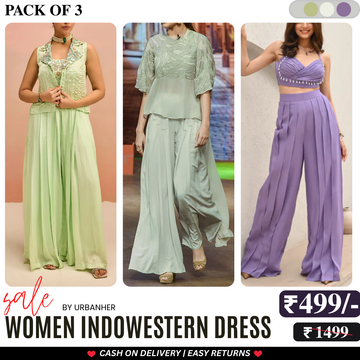 Elegant Indo-Western 3-Piece Combo | Jacket, Shrug, or Dupatta | IW-04