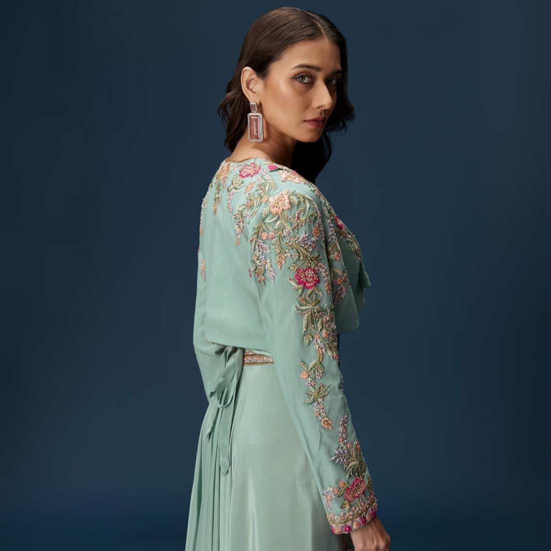 Elegant Indo-Western 3-Piece Combo | Jacket, Shrug, or Dupatta | IW-06