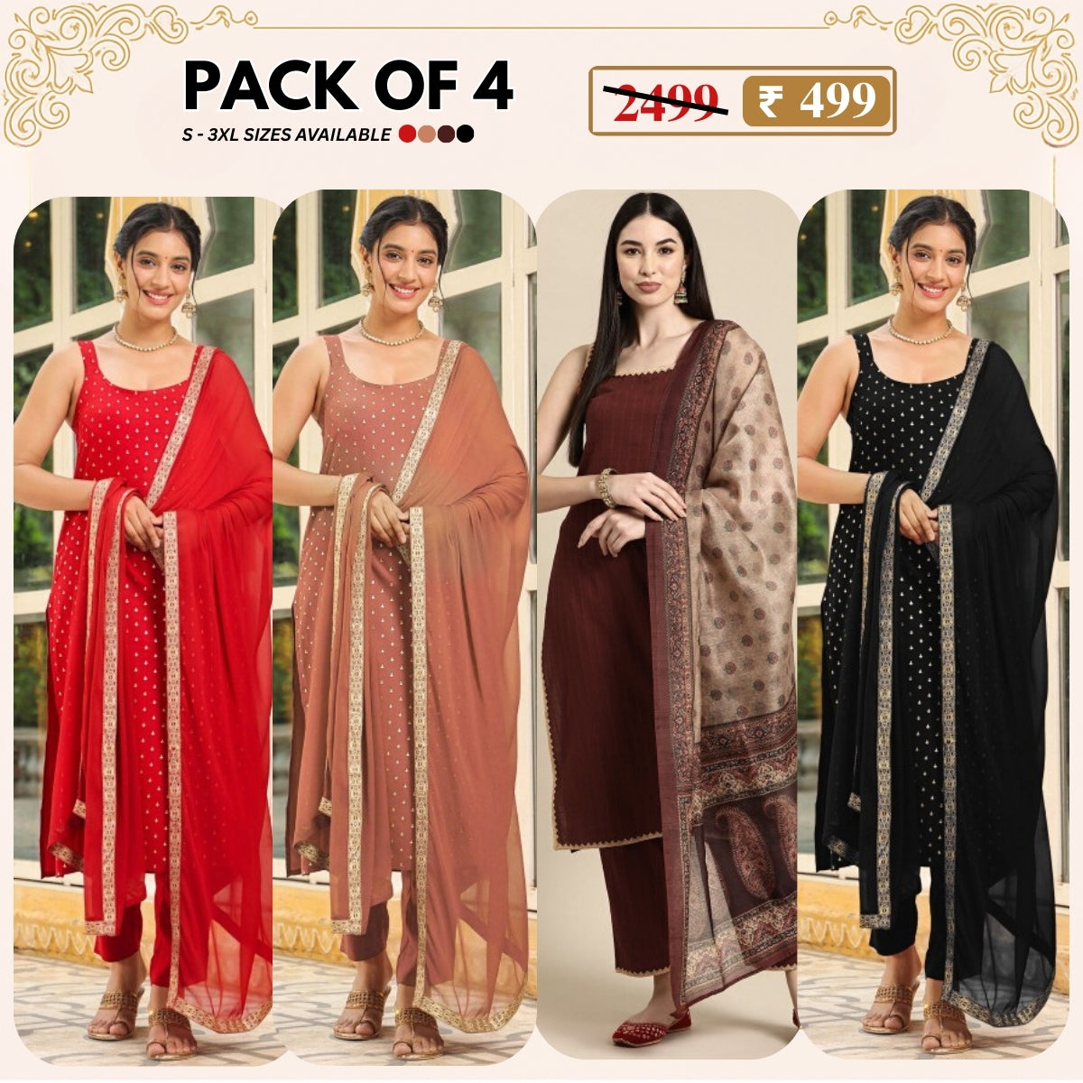 Designer 4-Piece Kurti Set with Matching Dupatta | MD-02