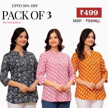3 Floral Kurtis in one perfect combo |  soft, classic, and effortlessly stylish | SC-01