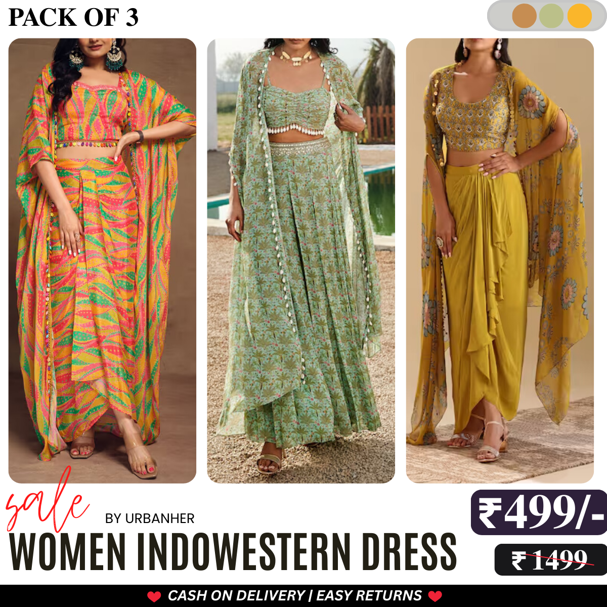 Elegant Indo-Western 3-Piece Combo | Jacket, Shrug, or Dupatta | IW-05