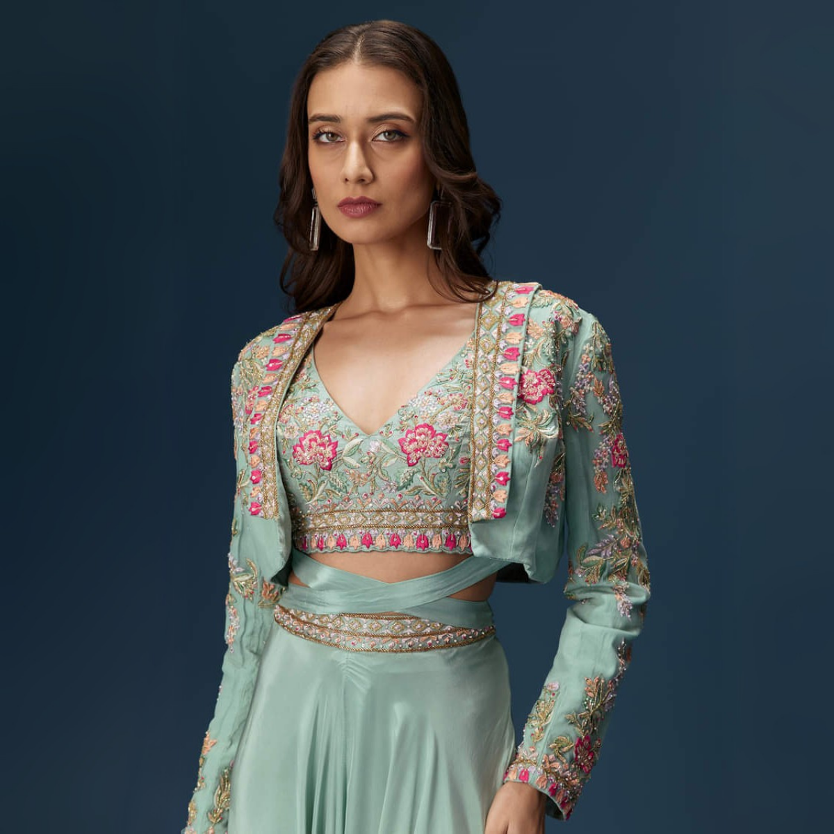 Elegant Indo-Western 3-Piece Combo | Jacket, Shrug, or Dupatta | IW-06