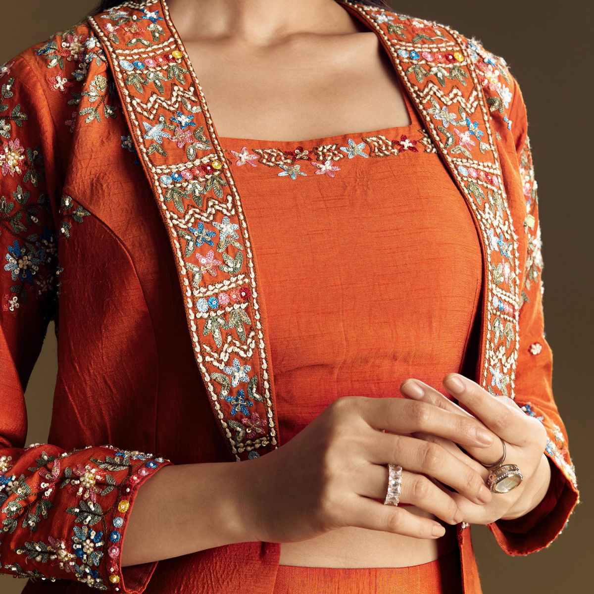 Elegant Indo-Western 3-Piece Combo | Jacket, Shrug, or Dupatta | IW-06