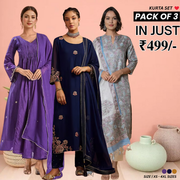 PACK OF 3 | Stylish Women’s Fancy Ethnic Kurta Set for Special Occasions | WK-06