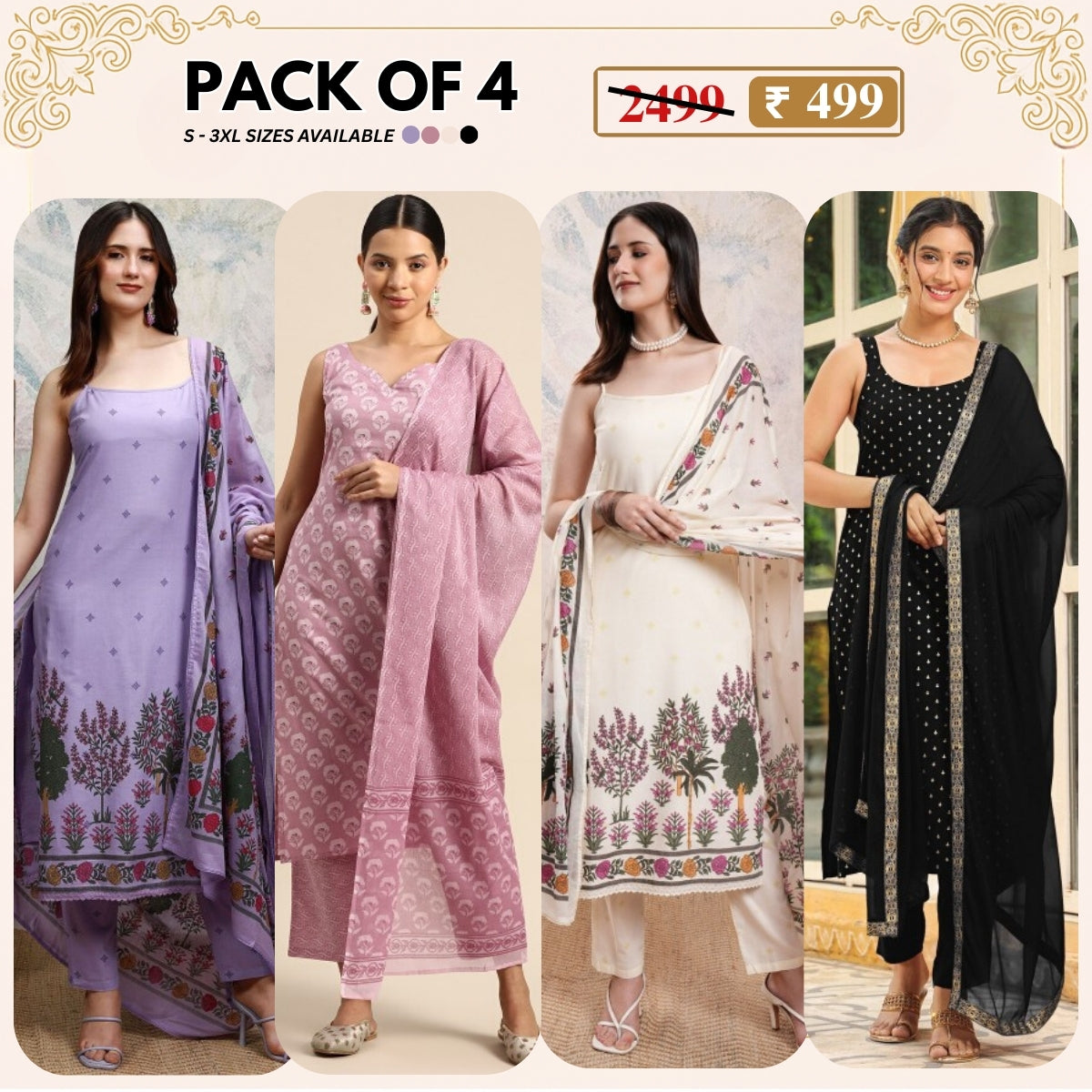 Designer 4-Piece Kurti Set with Matching Dupatta | MD-03