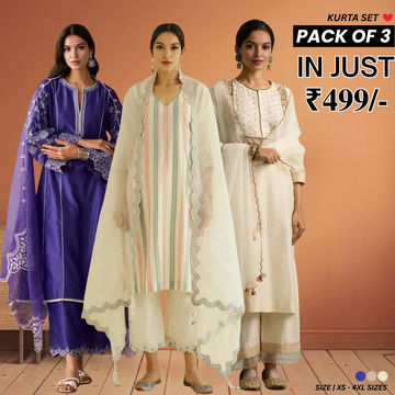 PACK OF 3 | Stylish Women’s Fancy Ethnic Kurta Set for Special Occasions | WK-07