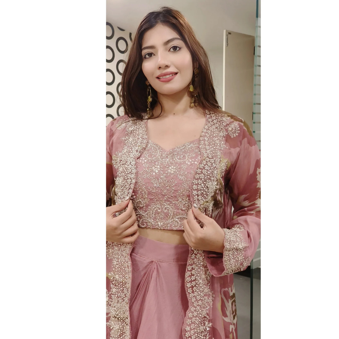 Elegant Indo-Western 3-Piece Combo | Jacket, Shrug, or Dupatta | IW-12