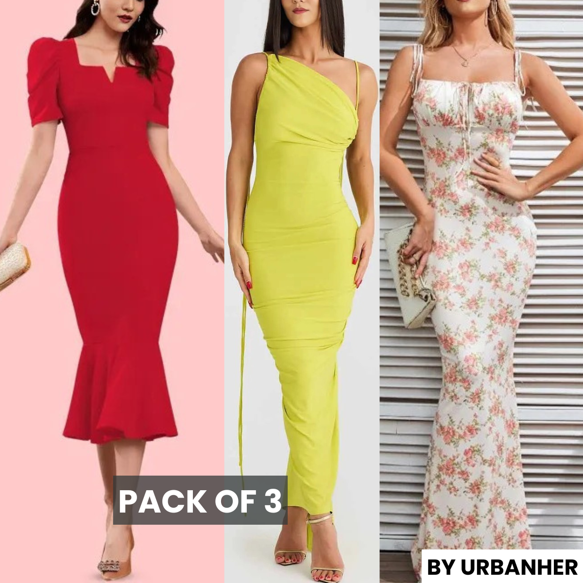 3-Pack Bodycon Dress Combo – Versatile Styles for Every Occasion | DC-09