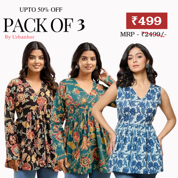 3 Floral Kurtis in one perfect combo | soft, classic, and effortlessly stylish | SC- 10